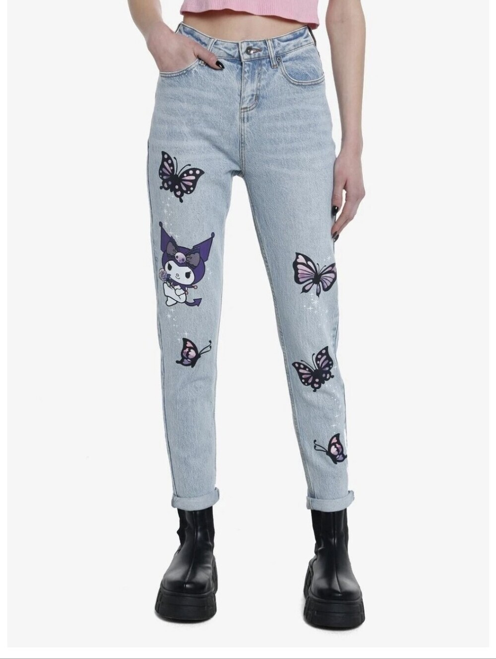 Kuromi Butterfly Garden Mom Jeans Size 7